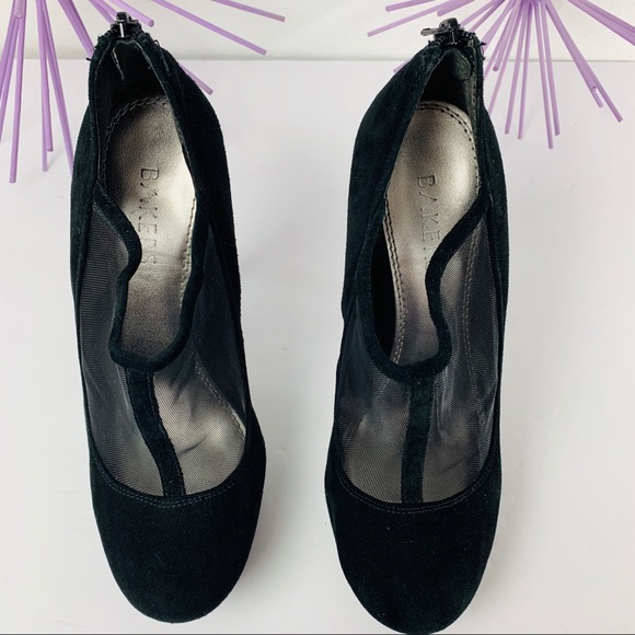 Bakers / Black Velour Mesh Platform Heels - Picture 5 of 7